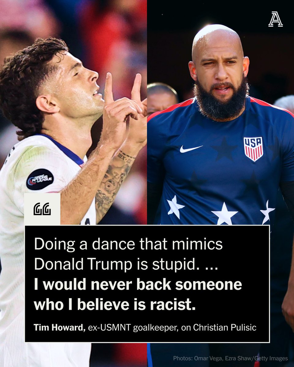 TheAthletic's tweet image. Former USMNT goalkeeper Tim Howard, considered one of the greatest players in American men’s soccer history, has criticized Christian Pulisic and called into question his awareness surrounding the political climate in the United States.

🔗 nytimes.com/athletic/59383…