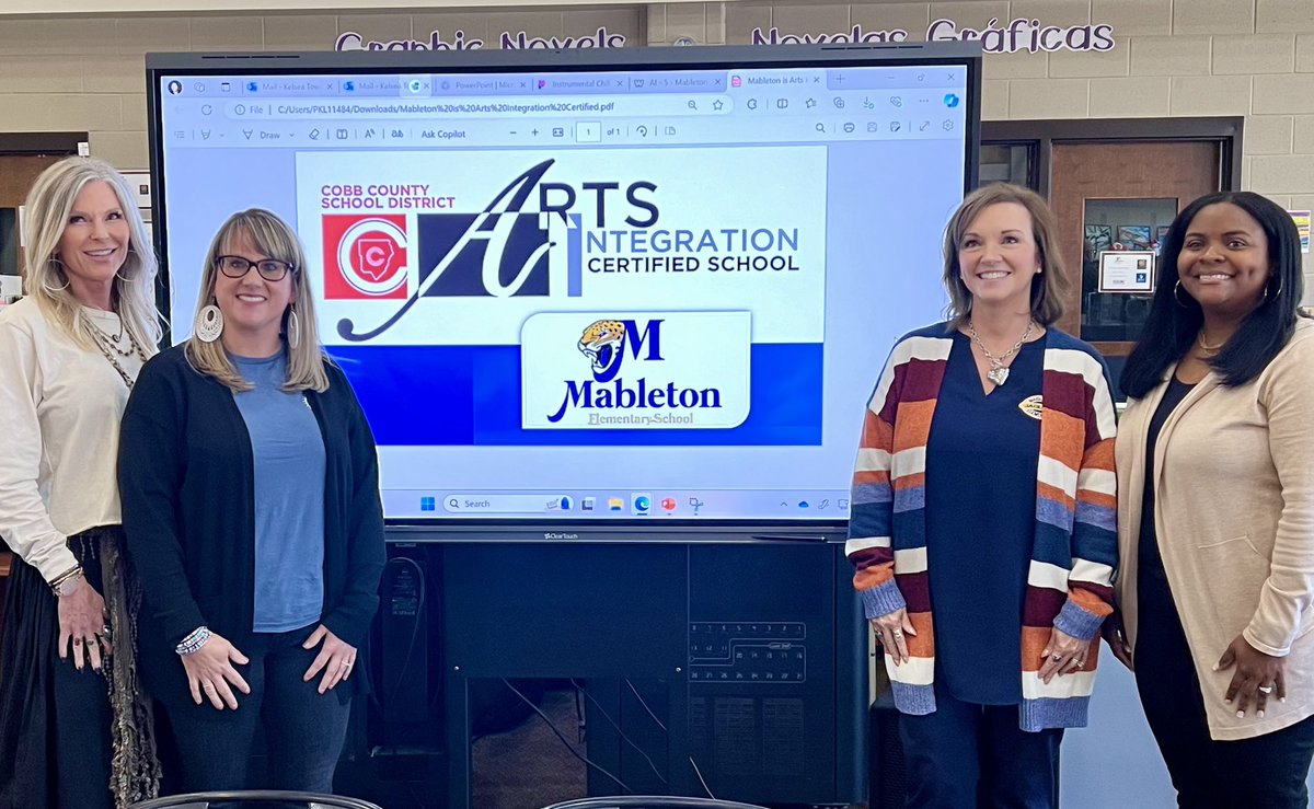 CobbVisualArts's tweet image. Congratulations @MabletonES!@CobbSchools Arts Integration Certified! Engaged learning, clear &amp;amp; intentional instruction, attendance ⬆️, behavior incidents ⬇️ &amp;amp; increased rigor!! Just another excellent day…on the day before break!?  🎉👏👏 #DoingDrivesLearning #arts4allcobb