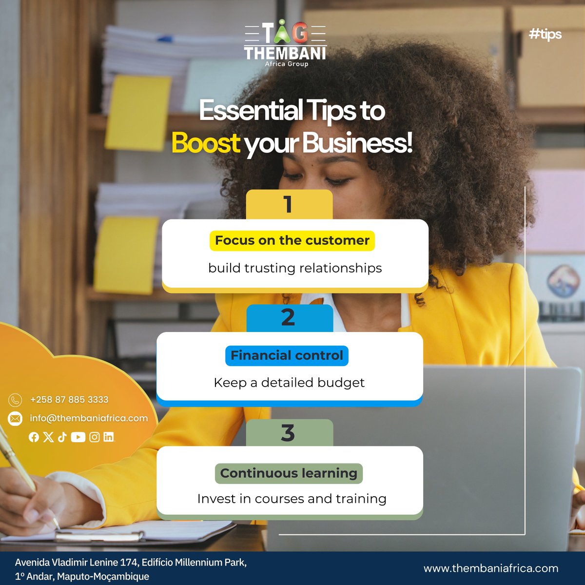 ThembaniAfrica's tweet image. Want to take your business to the next level?

Check out these quick tips from Thembani Africa to boost your growth!

Our mission is to help you achieve success. Comment which of these tips is your favorite or share a tip of your own to inspire our community! 

#undertaking #tips
