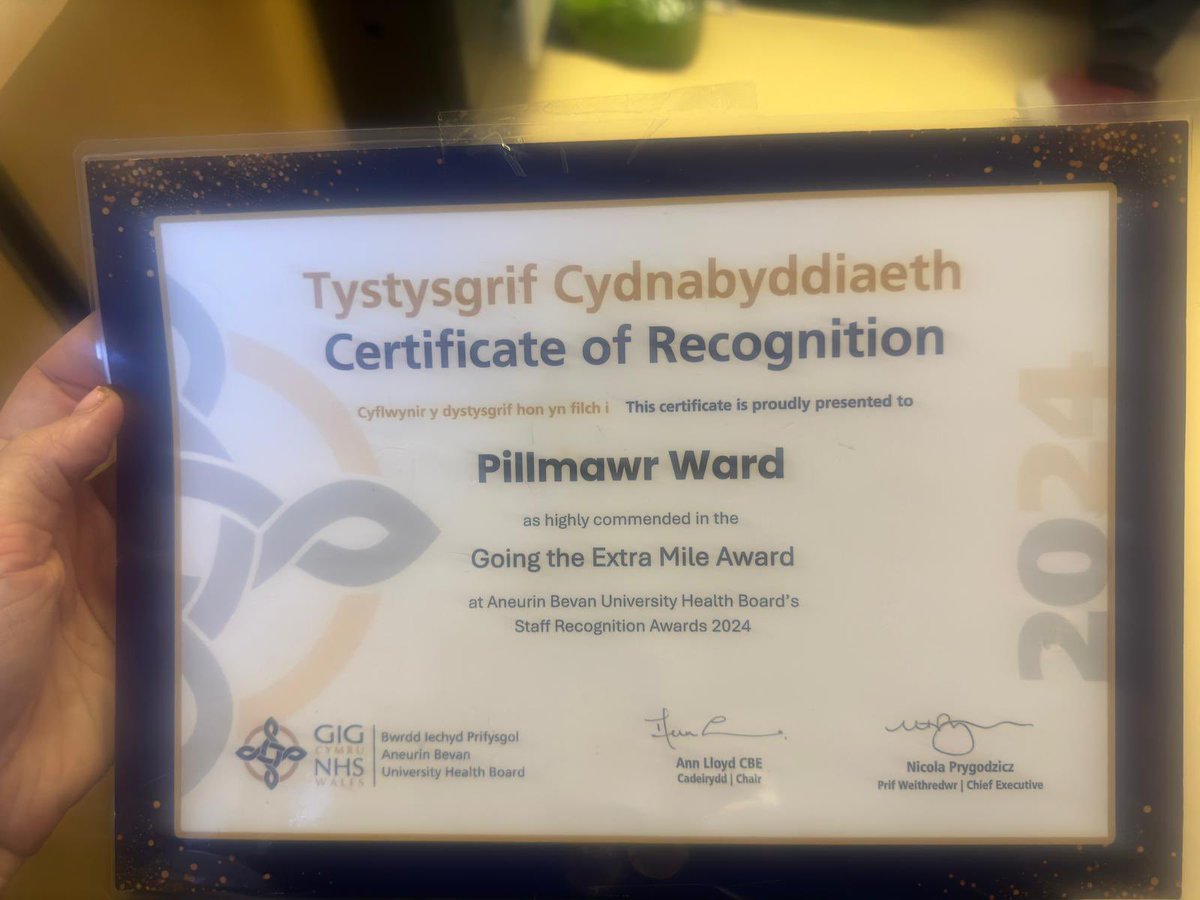 Pillmawr Ward (@pillmawrw) on Twitter photo To say I’m proud of my ward is an understatement. A few months ago, I nominated the ward for going the extra mile. Everyone works so hard & most definitely goes the extra mile.
WE WERE HIGHLY COMMENDED out of 700.
Keep up the work @TeamPillmawr 💙
<a href="/AneurinBevanUHB/">Aneurin Bevan University Health Board</a> <a href="/M33CMK/">Catherine K</a> #team To say I’m proud of my ward is an understatement. A few months ago, I nominated the ward for going the extra mile. Everyone works so hard & most definitely goes the extra mile.
WE WERE HIGHLY COMMENDED out of 700.
Keep up the work @TeamPillmawr 💙
<a href="/AneurinBevanUHB/">Aneurin Bevan University Health Board</a> <a href="/M33CMK/">Catherine K</a> #team