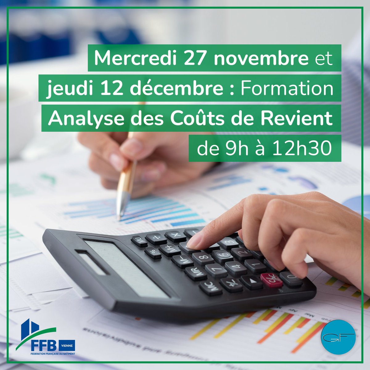 Formation offerte pour les adhérent(e)s !

Rejoignez-nous les 27 novembre et 12 décembre pour deux matinées de formation organisées par votre FFB !

Cette formation est incontournable pour tous les entrepreneurs souhaitant sécuriser leur gestion financière !
#formation #FFB