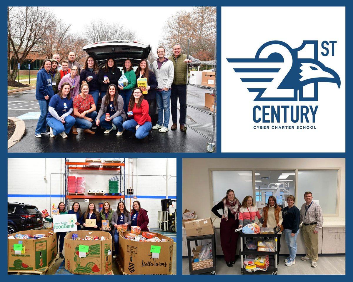 21CyberSchool's tweet photo. The staff at 21CCCS donated over 1,635 pounds of food and $1,987 in monetary donations to the Chester County and Westmoreland Food Banks. Thanks so much!
#21CCCS #21CyberStrong https://t.co/t7wJjIdlF2