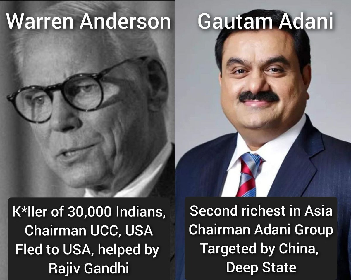 rsaawni's tweet photo. US prosecutors failed to prosecute Warren Anderson, k*ller of 30,000 Indians from 1984 Bhopal Gas Tragedy, but remembered to bring an Indictment against Indian businessman Gautam Adani !!

Rahul Gandhi's Father Rajiv Gandhi was the PM when Anderson was given free access to flee . https://t.co/Y8ejUzdrK8