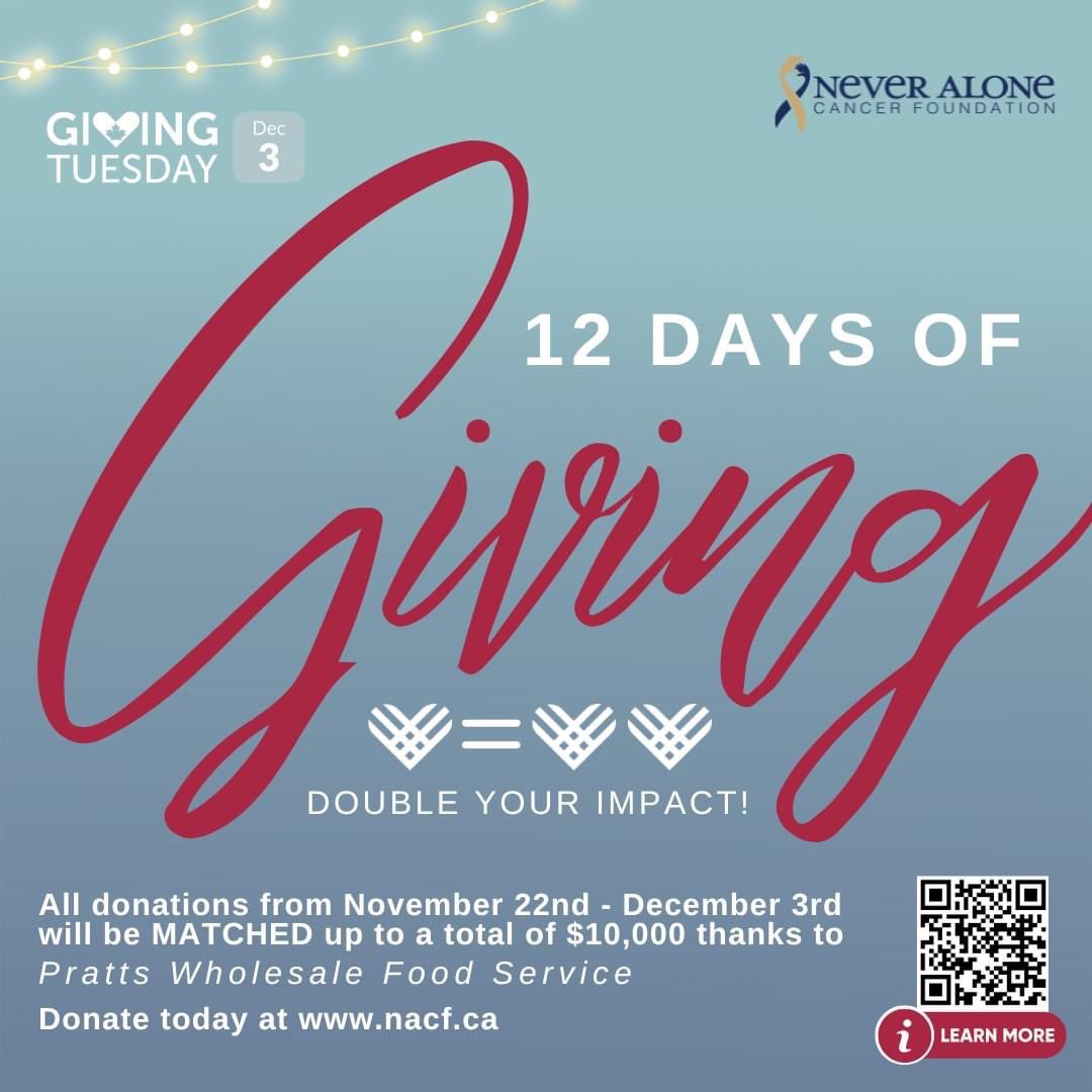 Our 12 Days of Giving campaign starts TODAY✨

From Nov 22nd to Dec 3rd all donations made up to a total of $10,000 will be MATCHED thanks to the generosity of Pratts Wholesale Food Service!

Make a donation HERE- canadahelps.org/en/dn/76992
