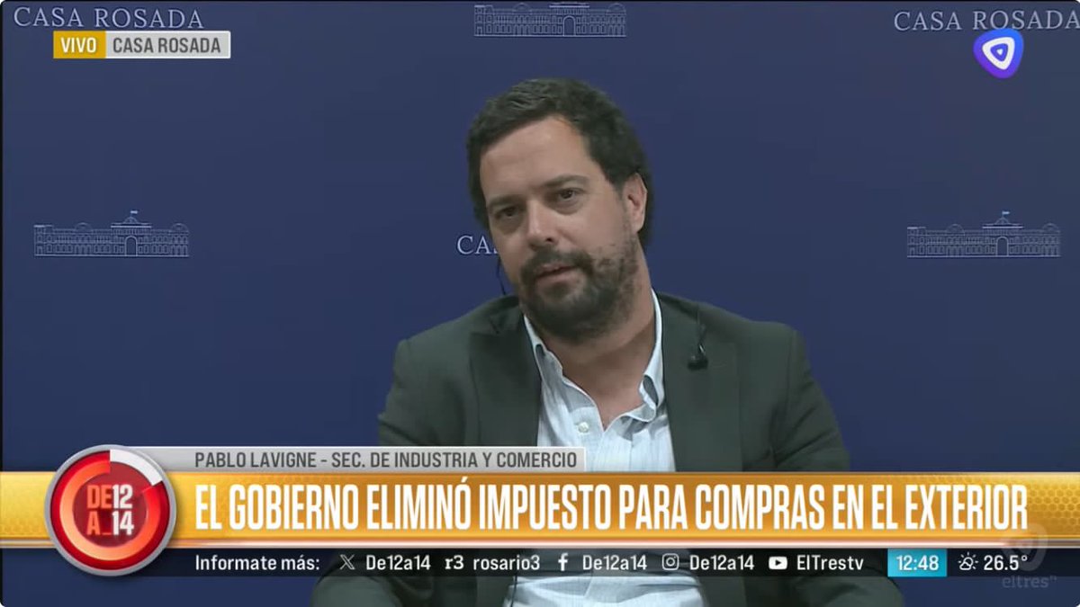 ComunicFederal's tweet image. [EN VIVO] El Secretario de @ComercioArg, Pablo Lavigne, en canal 3 de Rosario (@Rosariotres). #PuntoAPunto

rosario3.com/el-tres-en-viv…