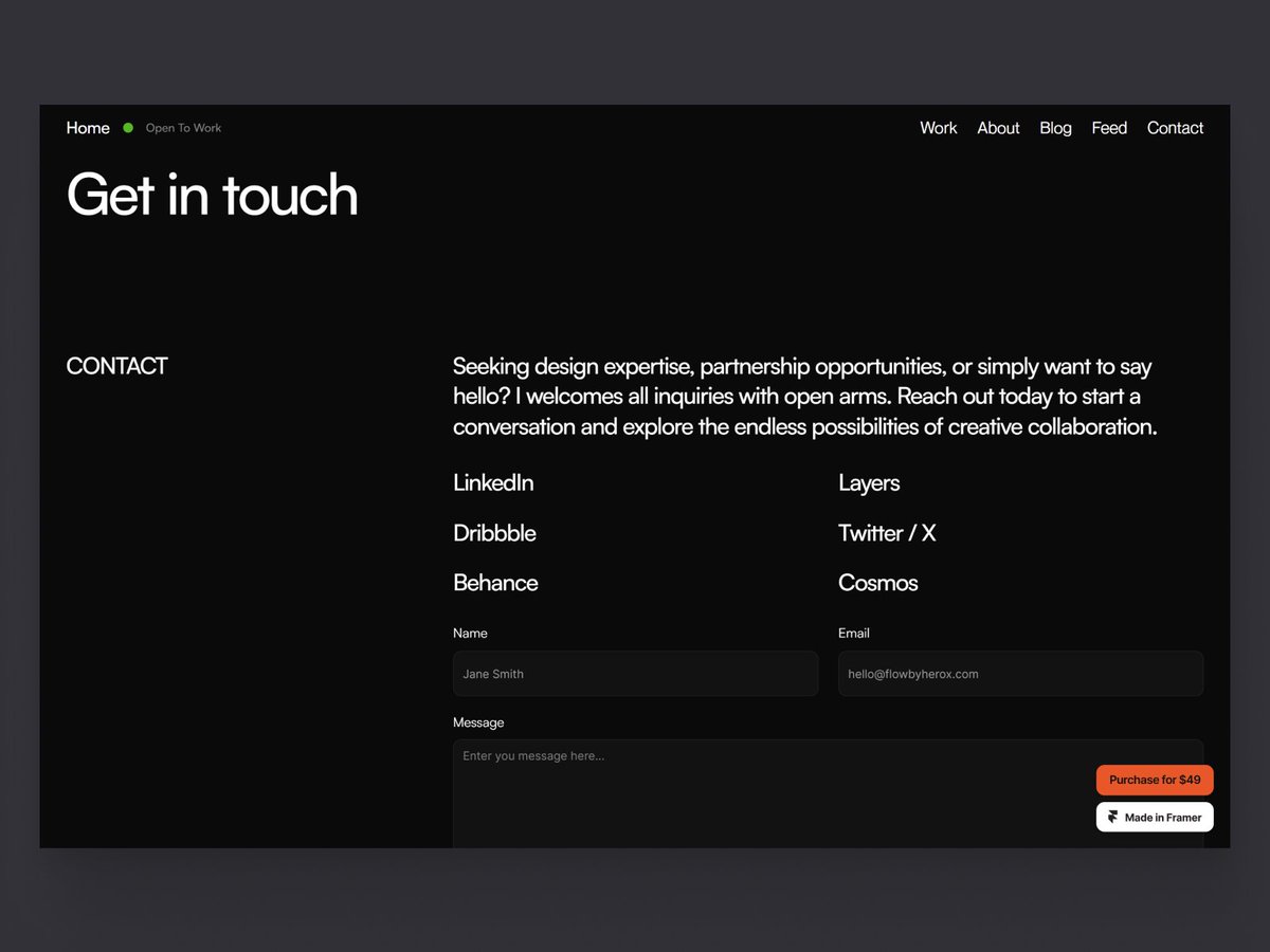 Framerstore (@framerstorehq) on Twitter photo Kenjoo by <a href="/flowbyherox/">Flowbyherox</a> is a sleek Framer portfolio template built for designers, creatives and developers to showcase their projects.
Preview: framerstore.com/templates/kenj… Kenjoo by <a href="/flowbyherox/">Flowbyherox</a> is a sleek Framer portfolio template built for designers, creatives and developers to showcase their projects.
Preview: framerstore.com/templates/kenj…