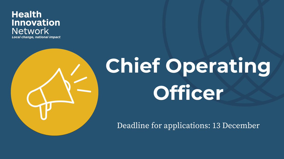 We are looking for an agile, collaborative and experienced Chief Operating Officer to lead the Health Innovation Network Central Team: mft.nhs.uk/careers/search…
