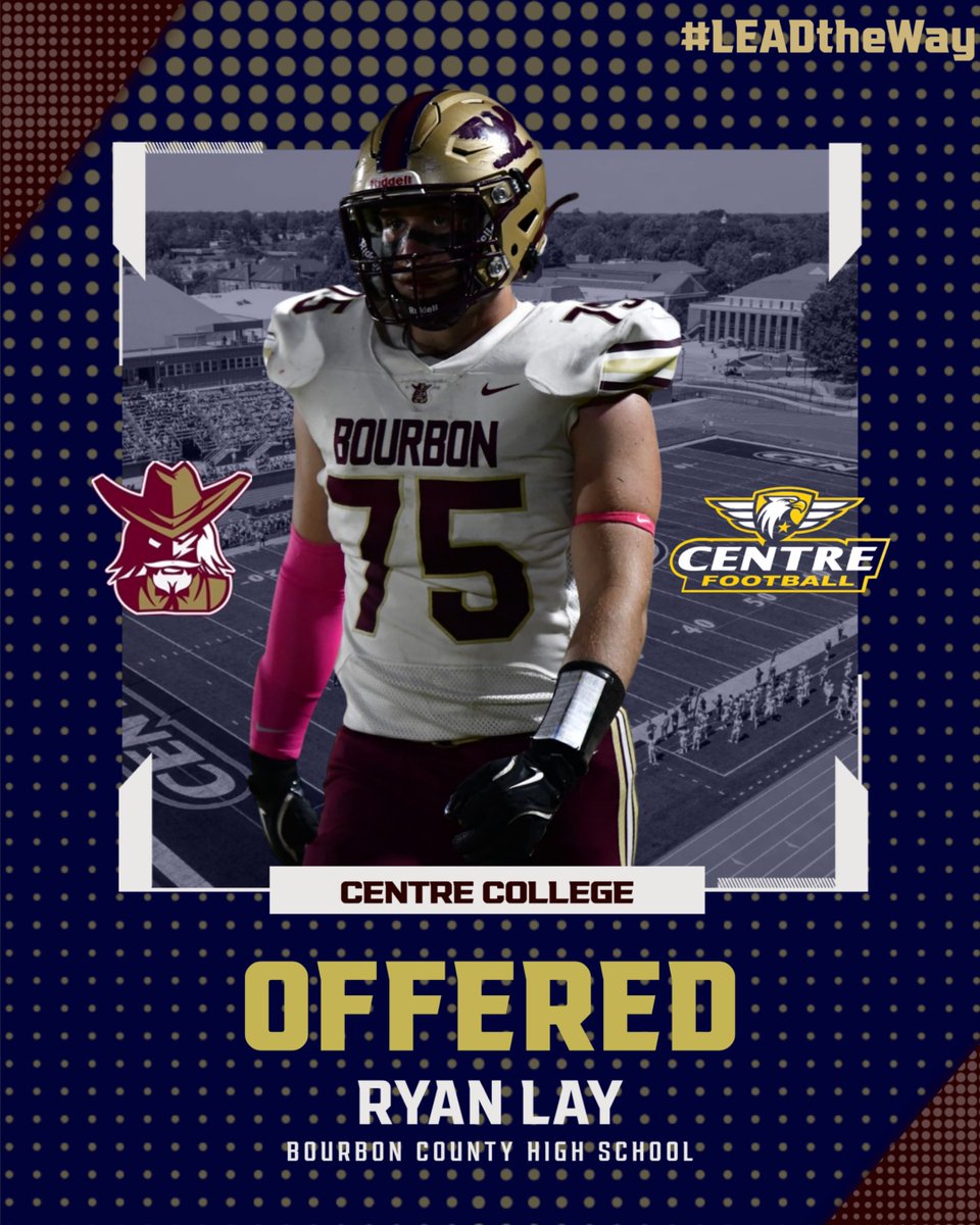 OFFER ALERT!  Congratulations to Ryan Lay on his offer from the Centre College Football program.  Great player, great student, and an even better person.

Thank you to Coach Frye &amp; the Colonels' staff !
