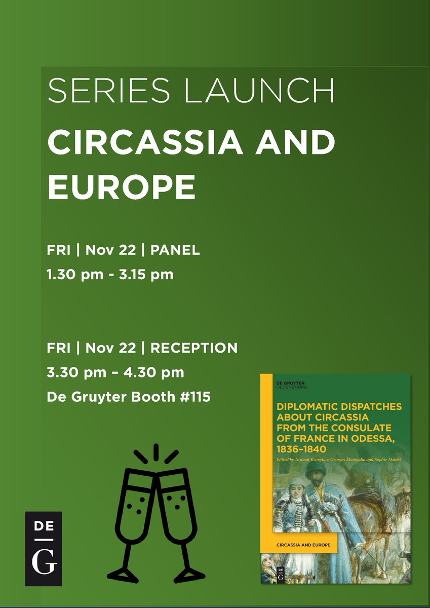 #ASEEES24 | <a href="/aseeestudies/">ASEEES</a> 

Join us today to toast to the new series "Circassia and Europe". 🥂 Meet the editors and celebrate the first volume with us. 🥳
👇🏼
3.30 pm | Exhibition Hall | Booth #115

Want to know more? Come to the panel "(Re-)Discovery of Circassia" at 1.30 pm