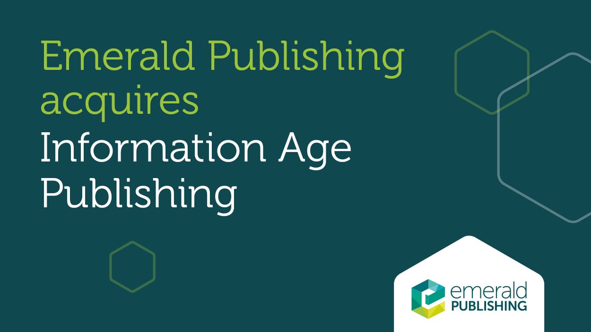 Today we've acquired Information Age Publishing, strengthening our portfolio in Education, Management, and Psychology.

We're looking forward to welcoming IAP’s authors and series editors to Emerald.

Read more:
bit.ly/410PeQm