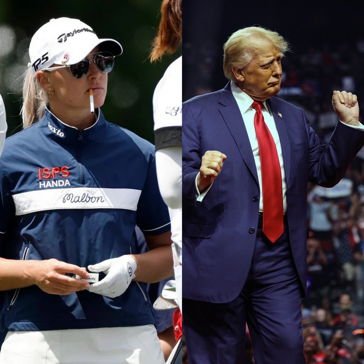 🚨🗣️🇺🇸 #NEWS — LPGA mega star Charley Hull has publicly voiced her support for President-elect Donald Trump following her round on Thursday: 

 "I love Trump. I think he's brilliant. I like how he just says things, he doesn't care what people think and he's straight to the