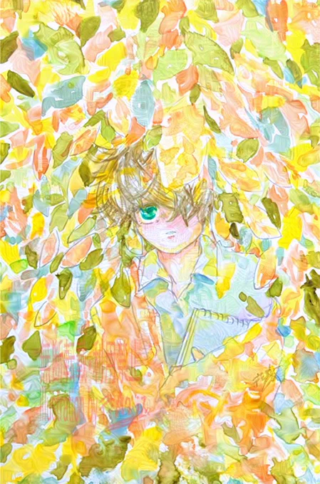 『秋という夢が終わる』枯葉が舞い、冷たい冷たい冬が来る温かな光りの色が落ち、束の間の夢が終わる#透明水彩 