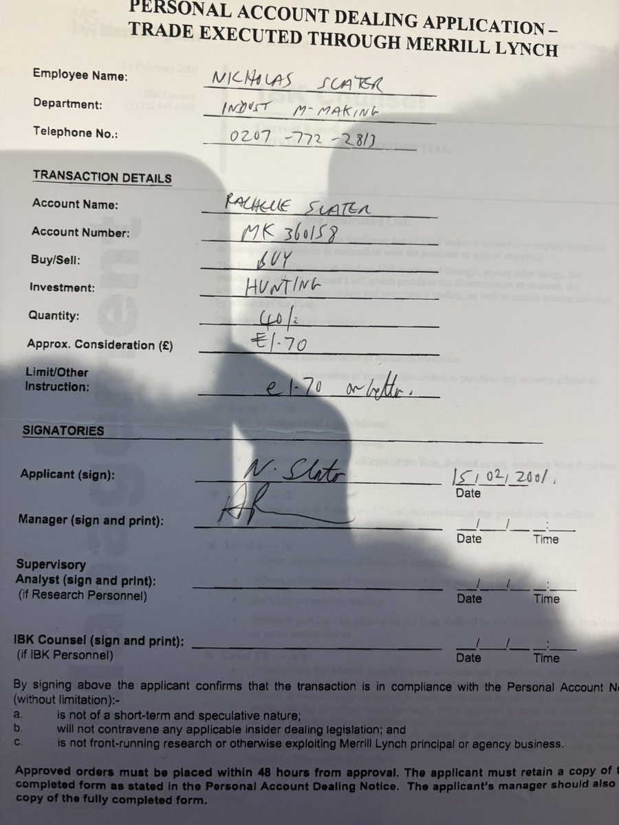patviera's tweet image. Having some fun looking at some old contract notes from 20 years ago !!

#HTG #DWHA

Two biggest mistakes 

Selling 400k #CHTR at 40p (bought at 35p ) cos IC says “bust” ..soon after £10.

Bidding 11.5p for 1m #ASC ,seller wanted 12p I declined ..rallied to £60.