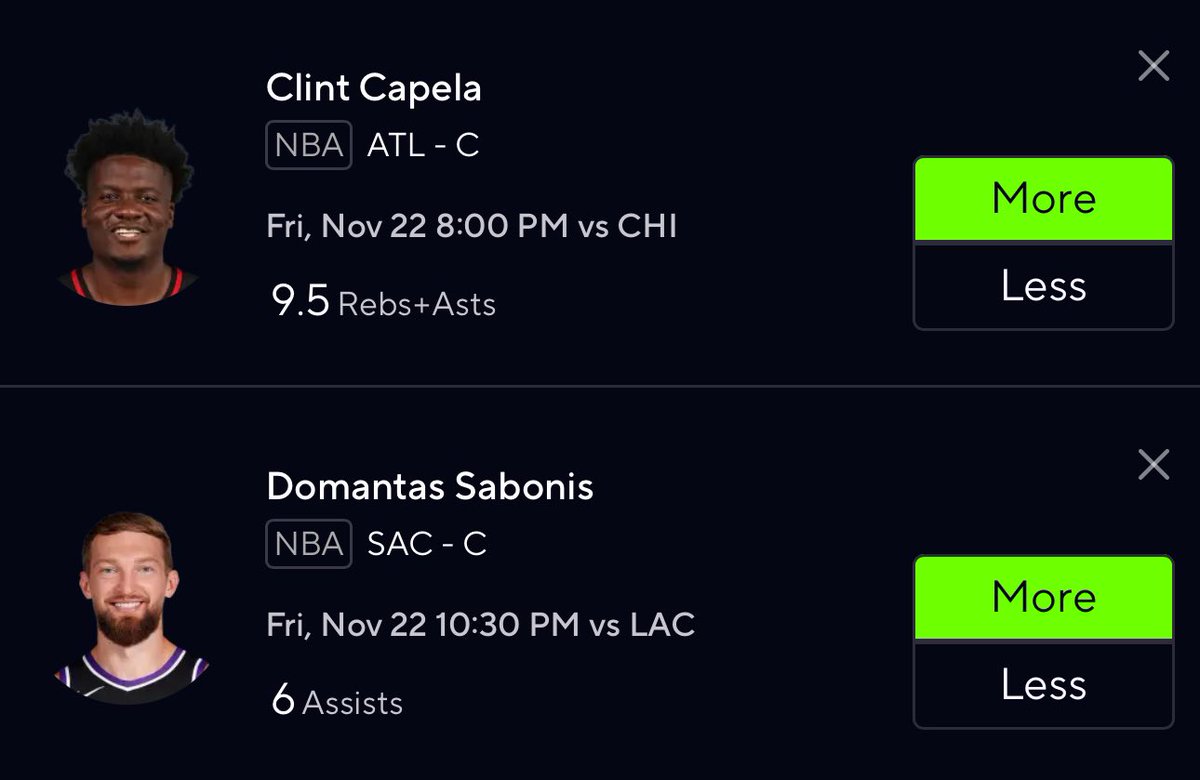 falconbaee's tweet photo. NBA Pair #2

Clint Capela Over 9.5 RA’s
Domantis Sabonis Over 6 assist

#Prizepicks #Picks https://t.co/aeQ76MZmk3