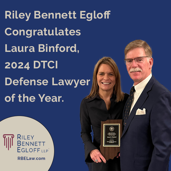 Laura K. Binford, a partner with Riley Bennett Egloff LLP, was honored as the Defense Trial Counsel of Indiana (DTCI) Defense Lawyer of the Year during its annual meeting Wednesday, November 20 at the University of Notre Dame in South Bend, Ind.
Read More: rbelaw.com/laura-binford-…