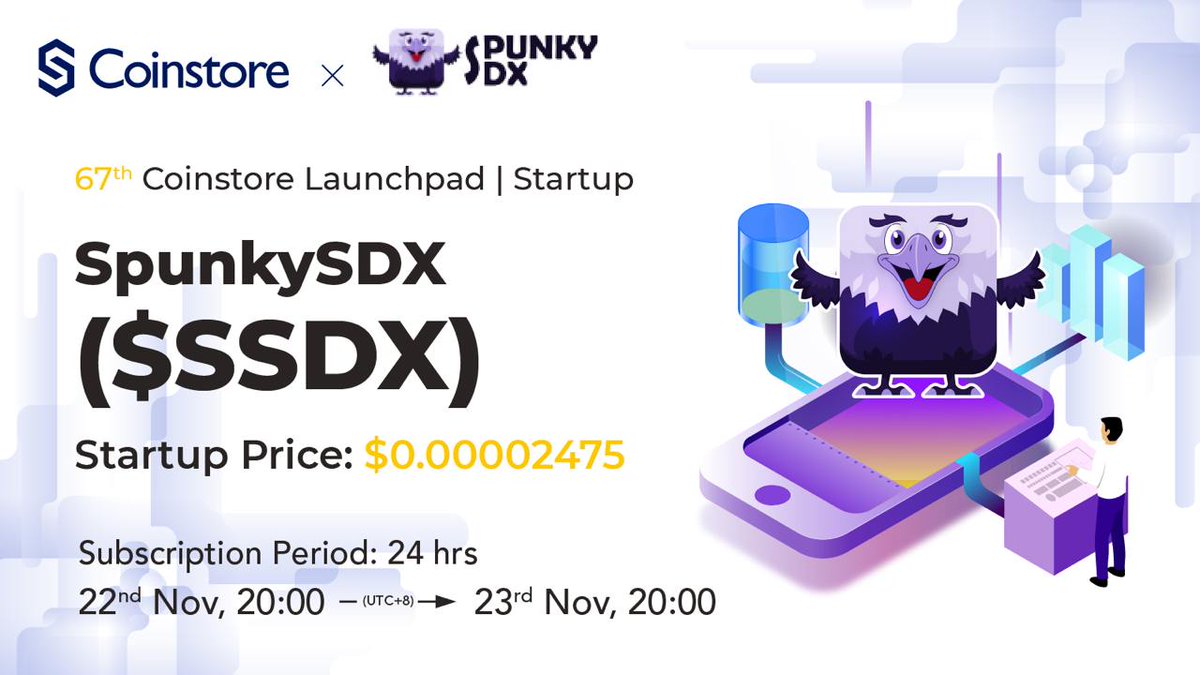 magbon0's tweet image. SpunkySDX ($SSDX) joins Coinstore Launchpad as the 67th project!
Subscription: 22 Nov, 20:00 - 23 Nov, 20:00 (UTC+8)
✅ Max Investment: 2,525 USDT
✅ No Vesting
Join now: bit.ly/49jeoMh
 more: bit.ly/3Zg88RV#SSDX #LaunchpadProject #Coinstore
@spunkysdx @CoinstoreExc