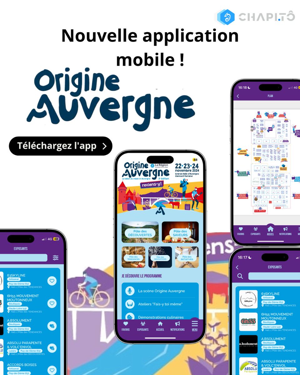 chapi_to's tweet image. 🚨 J-1 avant l&apos;ouverture d&apos;Origine Auvergne, du 22 au 24 novembre 2024 ! 🌄✨

📲 Découvrez leur nouvelle appli dédiée aux saveurs &amp;amp; savoir-faire locaux : produits 100% Auvergne.

Merci @OrigineAuvergne  pour votre confiance envers Chapitô 💚