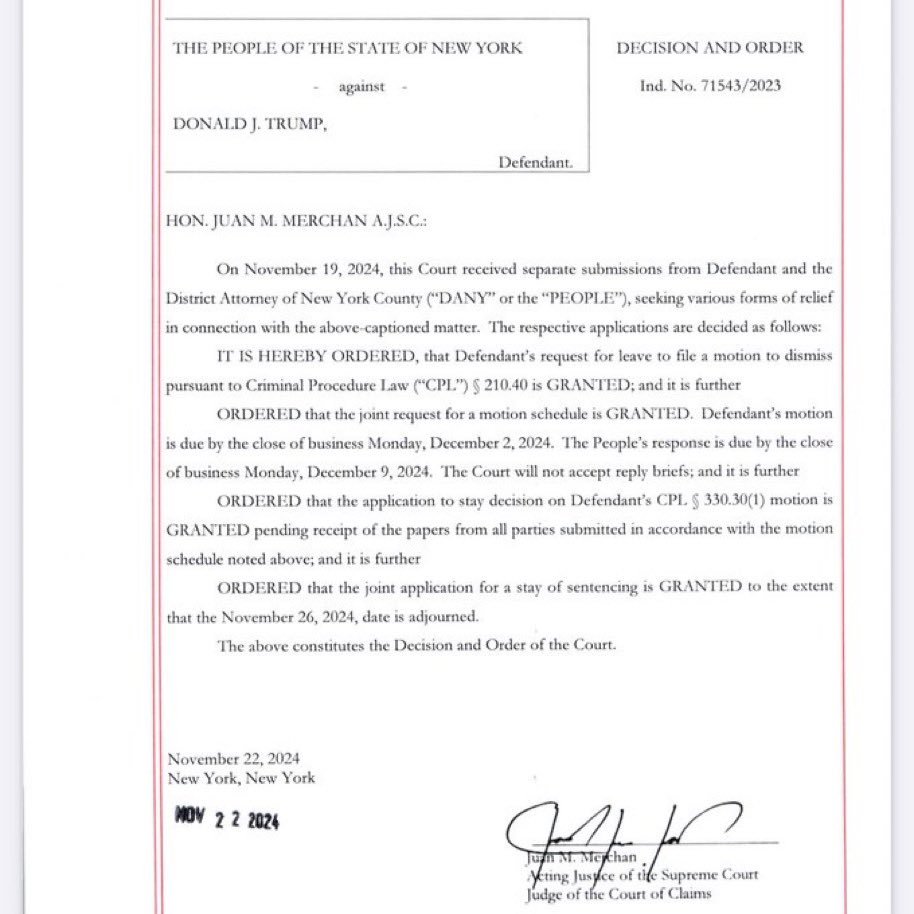 BREAKING: Judge Juan Merchan postponed the sentencing in Donald Trump's criminal hush money case indefinitely.