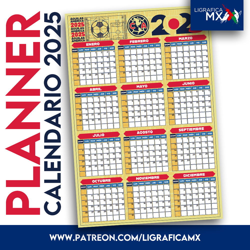 Planner - Calendario 2025 / Club America
¡Ya está disponible el Calendario 2025! 
#SOMOSAMÉRICA 🦅#GrandesDeCorazón
Únete a la comunidad #LigraficaMX y descarga todo el contenido exclusivo de tu equipo favorito en la #LigaBBVAMX #Apertura2024 ⬇️⬇️⬇️
patreon.com/posts/planner-…