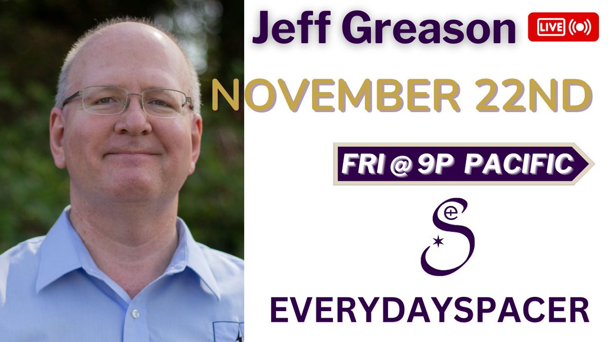 EverydaySpacer's tweet photo. Help Us Welcome Jeff Greason!
https://t.co/baVEeZic5V
Jeff Greason is a commercial space innovator with over 25 years of experience in all aspects of the commercial space transportation industry. Join us LIVE on Friday nights at 9pm Pacific time

#espacer #Everydayspacer https://t.co/7NAF7bQ1UF