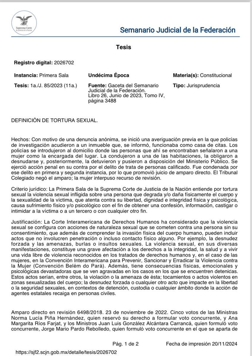 #torturaSexual #JurisprudenciaSCJN  
#BelemDoPara
#DhLibreDeViolencia
#CorteIDH - 👇🏾#25Nov