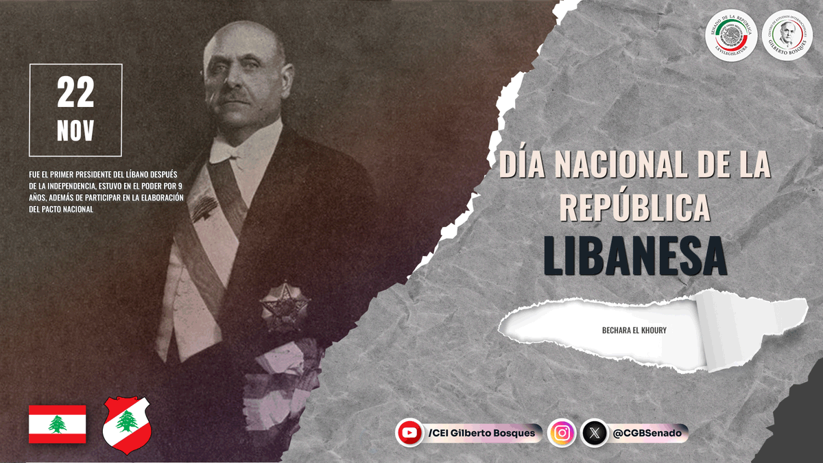 CGBSenado's tweet photo. #Efemérides Hoy se celebra el #DíaNacional de la República #Libanesa🇱🇧 que conmemora su Independencia. https://t.co/xlVqnLxnUf