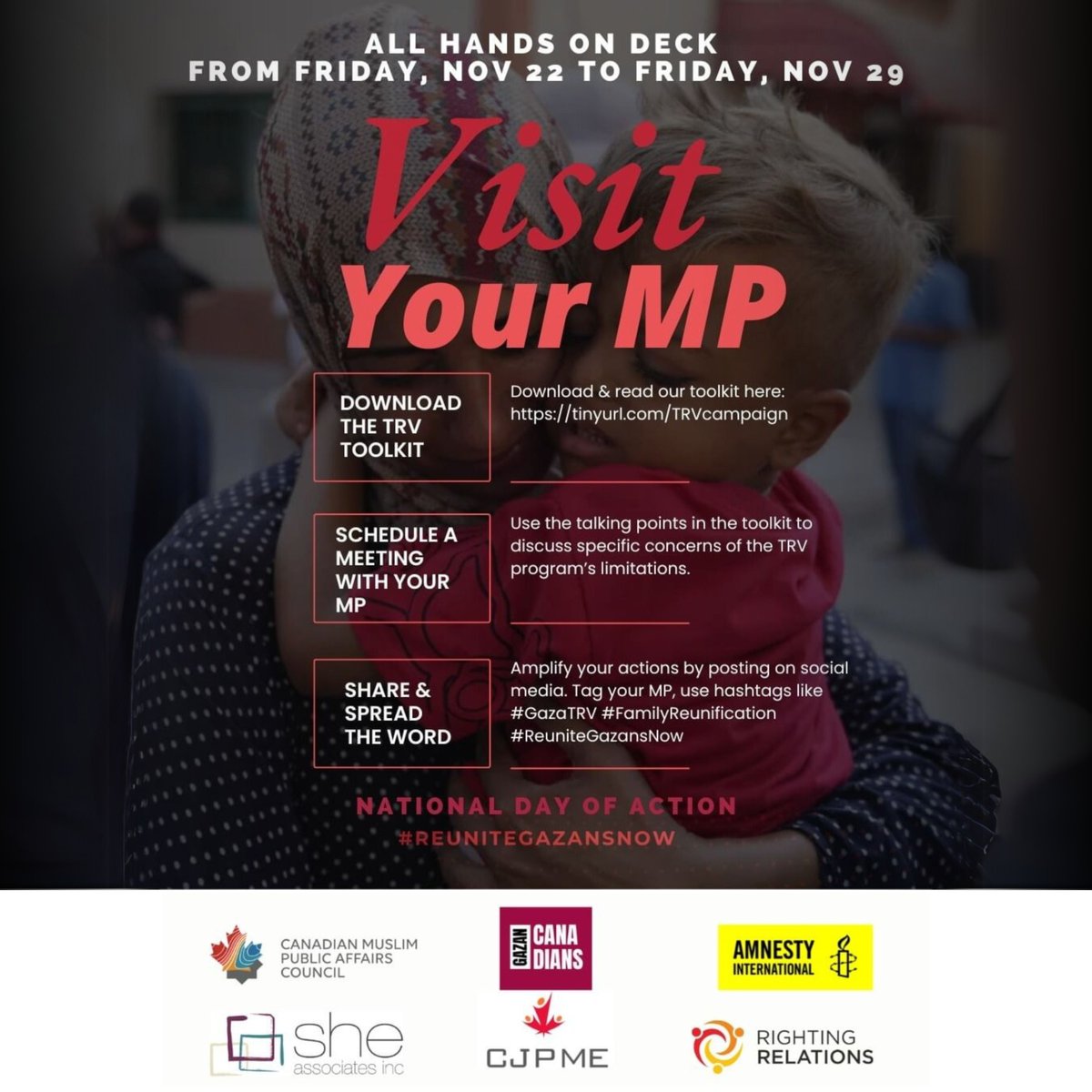 Muslim_Link's tweet image. Visit Your MPs: Gazan Canadians Need You To Contact Your Member of Parliament Now To Help Save Their Loved Ones
To download the Toolkit so you can advocate for Gazan Families with your MPs visit:
muslimlink.ca/news/visit-you…
#reunitegazansnow