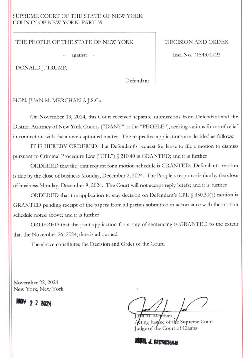 DonaldJTrumpJr's tweet photo. YUGE win in Manhattan DA case Sentencing cancelled, the judge also apparently asked to file papers to dismiss case.
Another one bites the dust!!! LFG🇺🇸🇺🇸🇺🇸 https://t.co/soLqPAs3Qh