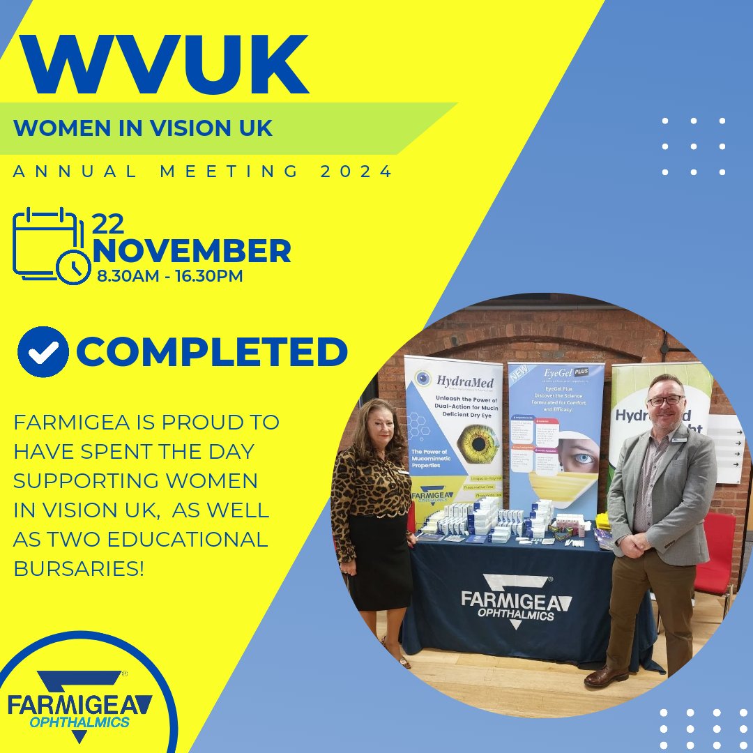 We are all wrapped up at WVUK 2024! 🚺👁

It was a brilliant day for Farmigea, supporting Women in Vision UK and two educational bursaries. 

To find out more about our product range  visit our website here 👉 farmigea.co.uk 

#Ophthalmology #women