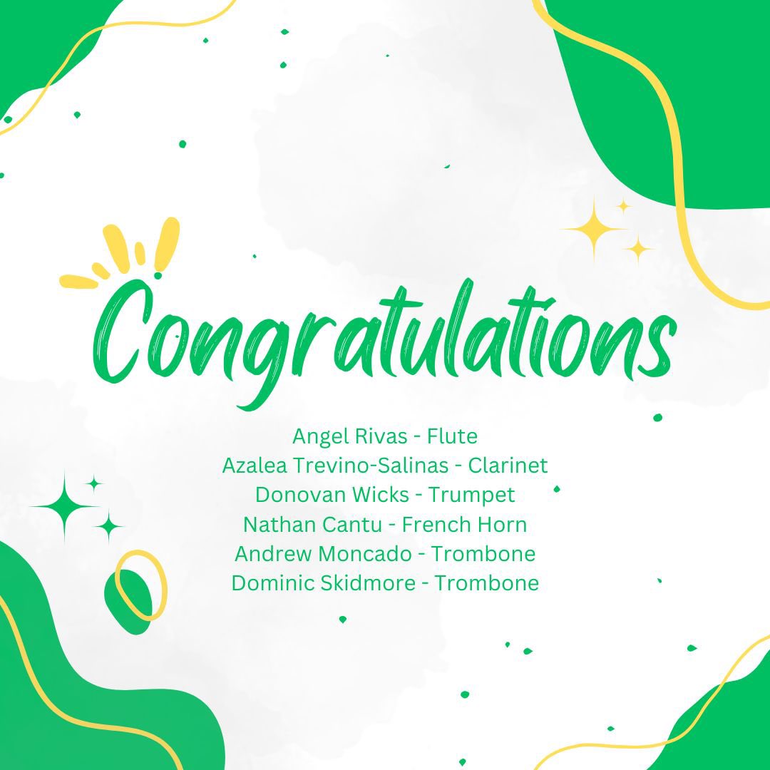 Congratulations to our Husky Band students for advancing to Region Band auditions in December 💚💛