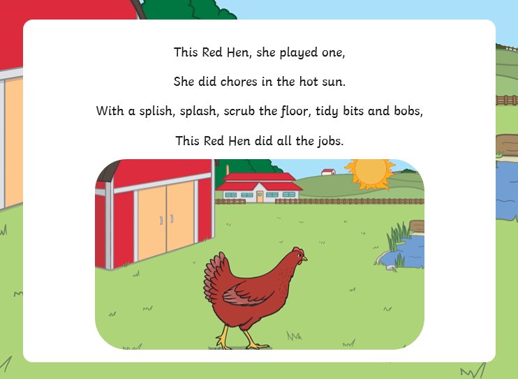 StradbrokeFS's tweet photo. The past two weeks we have been looking at the  ‘Little Red Hen’. Here is a snippet of the song we enjoyed singing.🐓🍞 @StradbrokePri https://t.co/soQh5oY6RA