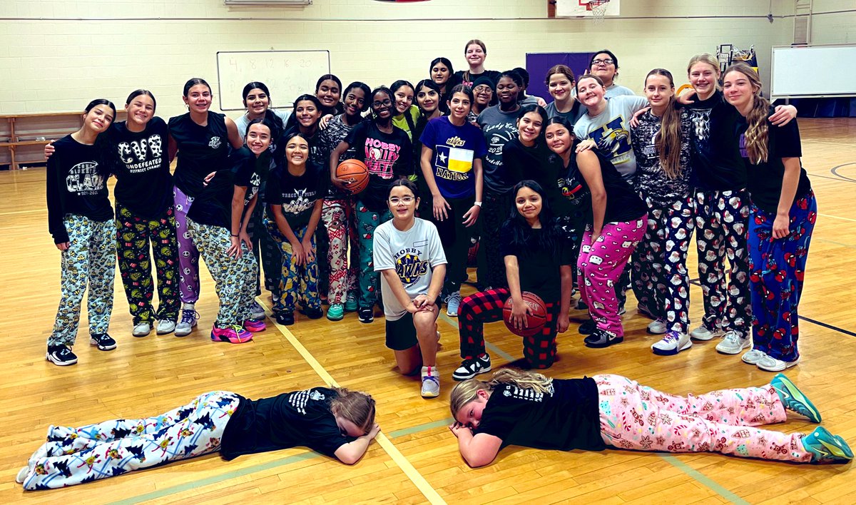 HobbyGirlsATH's tweet photo. When your principal gives you a pajama pants day, you wear them all day, even for basketball practice! @ElCarranco1 @GNDylla12 @MissLoraNISD @NISDHobbyHealth https://t.co/GSuYlcnFaw
