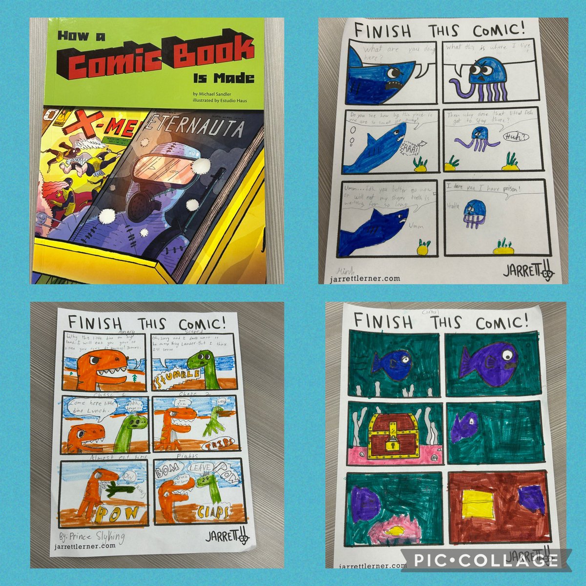 MathCounts123's tweet image. One of my favorite activities to do with my students! After reading How a Comic Book is Made, students got to try it out with @Jarrett_Lerner finish this comic @BPE_Broncos