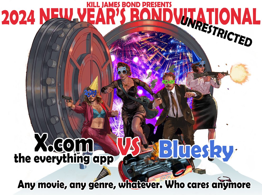 KillJamesBond's tweet photo. THIS IS THE KILL JAMES BOND 2024 NEW YEARS BONDVITATIONAL

Once again we are letting YOU the listener choose the movie for a  KJB episode!

This time it's hog on hog. The 8 highest fav'd suggestions on this post and on Bluesky are going head to head to be our New Year's Special! https://t.co/TLtOs1HJfY