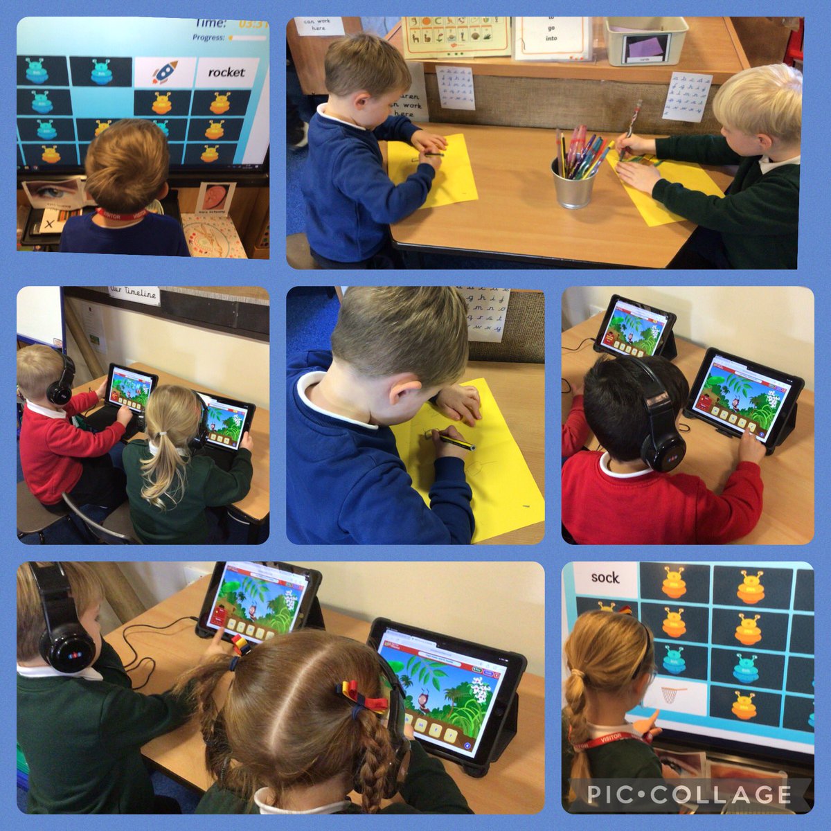 This week Reception <a href="/Hollymountbury/">Holly Mount RC Primary</a> ventured upstairs for a beautiful prayer and liturgy led by Yr5/6.  Thank you @MrsHolly341 class for inviting us! ❤️💛💙 We have also been exploring 2D shapes and showing super focus in our self-chosen writing and phonics activities. 🤩
