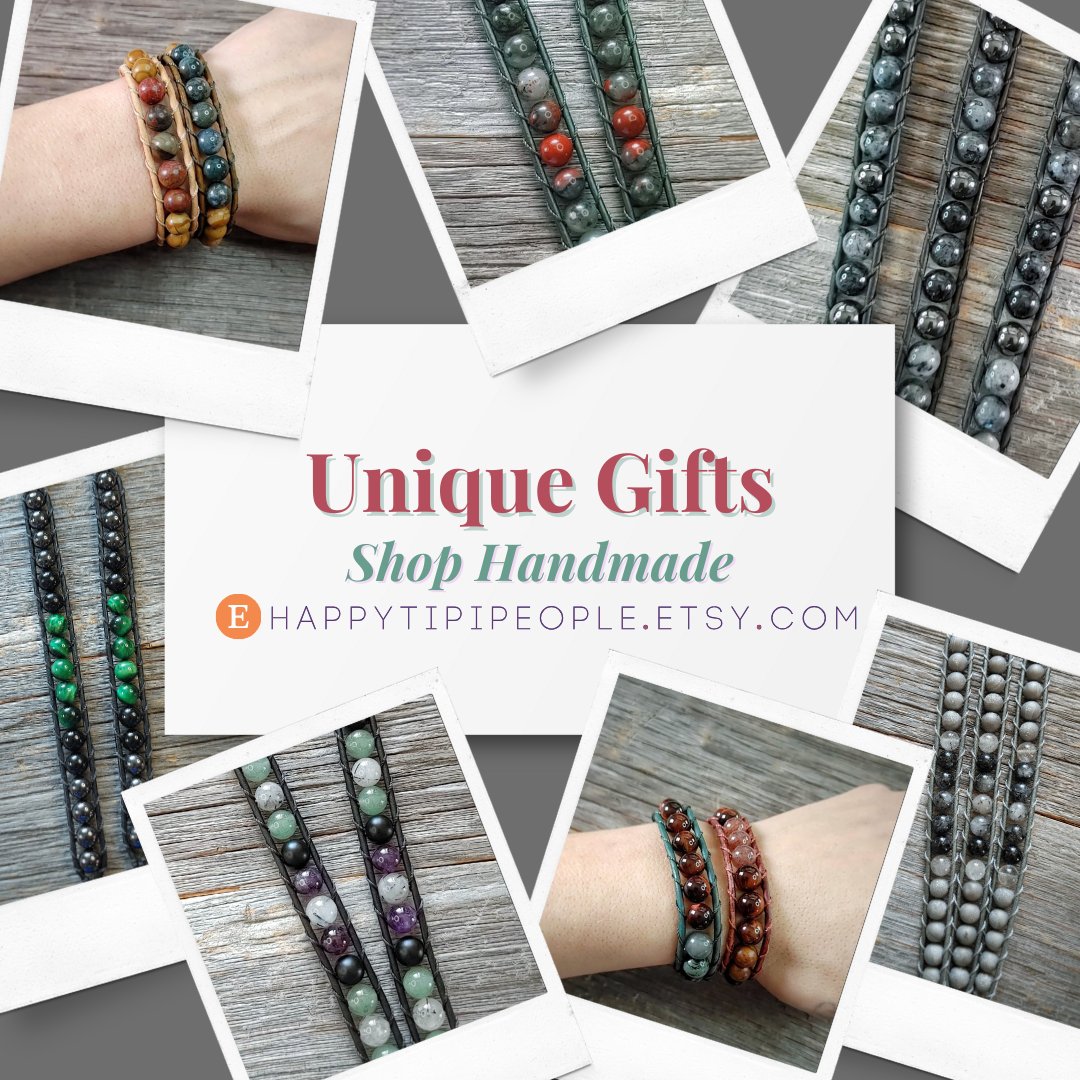 Here is your #FridayMotivation to #ShopSmall

Join the Bracelet Club👇
ko-fi.com/mosdefsteph/ti…
Bracelets for sale👇
happytipipeople.etsy.com

#Handmade leather &amp; gemstone #Bracelets
#Unique #Jewelry #Gifts #GiftIdeas #Etsy
#FridayVibes #FridayFeeling
Good Friday - Happy FriYay🖖