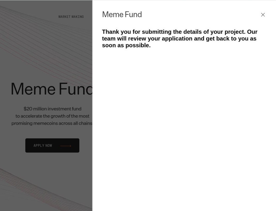 Applied for the DWF Meme Fund. LFG.