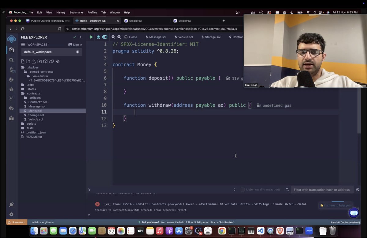 yntpdotme's tweet image. 💠 𝗦𝗼𝗹𝗶𝗱𝗶𝘁𝘆 𝗦𝗮𝗴𝗮 𝗖𝗼𝗻𝘁𝗶𝗻𝘂𝗲𝘀 ⤵️

@100xDevs Web-3 Cohort 🔥📈

𝗪𝗲𝗲𝗸 𝟭𝟲: Solidity Deep Dive 🤿

This week, we took our Solidity journey further with @kirat_tw! 🚀

(A thread 🧵)….
#100xDevs #opentoconnect #Web3 #Solidity