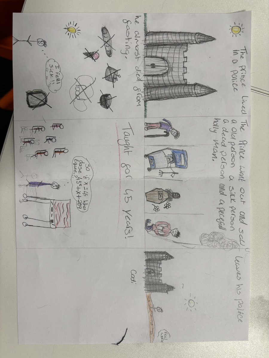 some fabulous life of the Buddha comic strips created by my first years for our Buddhism unit🫶🏼🧘🏽‍♀️