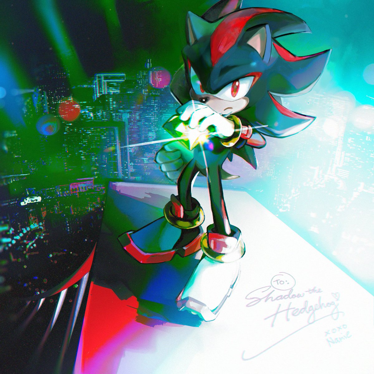 hey sonic. Shadow the Hedgehog! I put my heart into this art, for you! Since the moment you've graced this planet I've been in l-love with you! You make me happy 🖤 If this might reach you, would you date me? ⁠And, I'll draw you more if it would make you happy! 
#AskShadow