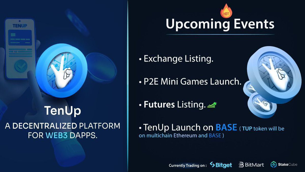 HiraJaved471166's tweet photo. Major exchange listing: TenUp has been approached by a big exchange, and a listing is coming soon. Futures listing is On the way for TenUp, opening up new opportunities.#TenUp #TenUptothemoon #TenUpFuture #BaseChain #ETHChain #LetsGo πππ https://t.co/QlbQh70WHO