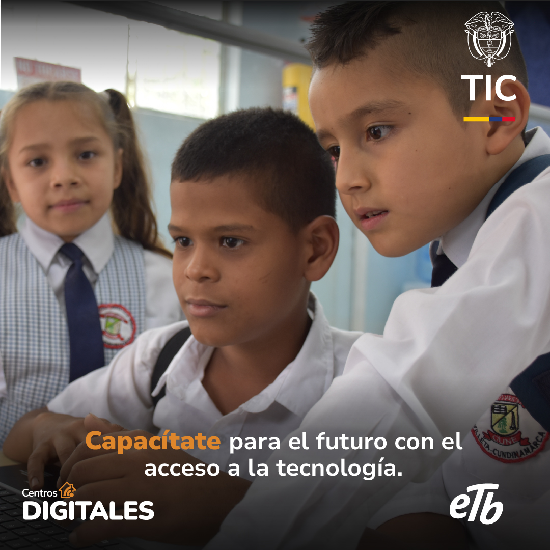 ETB's tweet image. Aprovecha los cursos virtuales gratuitos disponibles con la conectividad de los Centros Digitales del MinTIC y la UT ETB NET. Desarrolla nuevas habilidades y prepárate para los desafíos del futuro. #CentrosDigitales #CapacitaciónDigital #ConectividadParaTodos