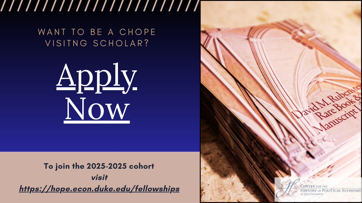 CenterEconomy's tweet image. Apply to be a CHOPE Visiting Scholar 2025-2026