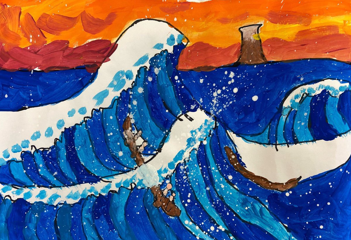 CBAWestChester's tweet photo. #FourthGrade finished painting their version of Hokusai’s The Great Wave in Art Class this week! We focused on movement in our paintings while exploring the Renaissance period in Art. #arted #arteducation #kidsart #onlyatcba https://t.co/gdkcYZaGLl