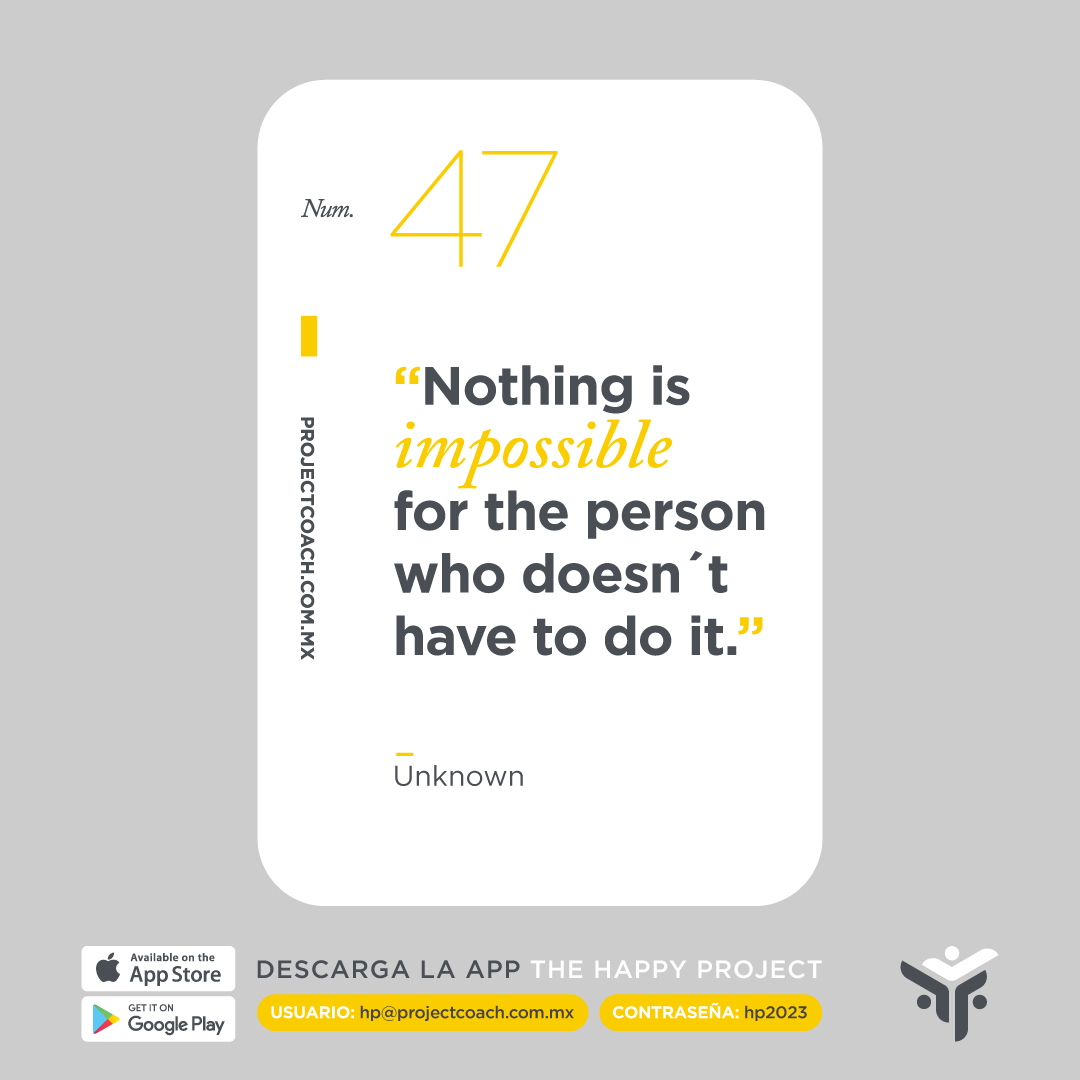 PROJECTCOACHMX's tweet photo. Frase 47/52 de nuestro deck de “52 Thankfool, Therapeutic, Funny &amp; Smart(...ish) Cards to Survive Project Management by PROJECTCOACH Anniversary Edition”

Todas las frases en la app
THE HAPPY PROJECT
Ingresa los siguientes datos:
USUARIO: hp@projectcoach.com.mx
CONTRASEÑA: hp2023 https://t.co/Xyc9Vnnfuv
