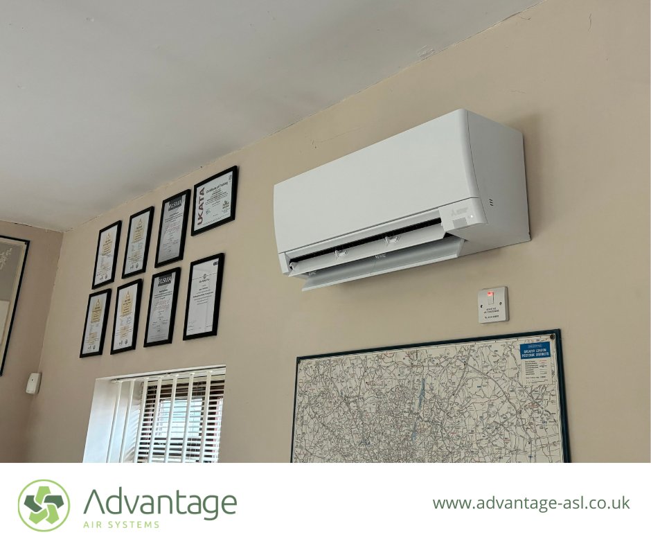 advantageaircon's tweet photo. Brand new Mitsubishi Electric air conditioning split system installed at Advantage HQ (our last one finally gave up the ghost after 20 years!). Warm and toasty here despite the weather outside. Orla is very happy! #airconditioning #EnergyEfficiency #officedog https://t.co/9Qby4SkMhF