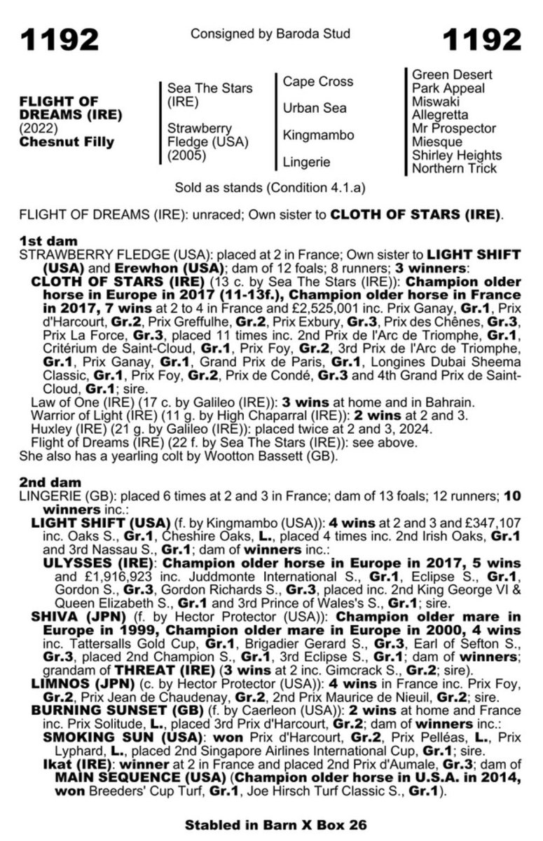 Delighted to buy a full sister to Cloth of Stars for €14,000 <a href="/Goffs1866/">Goffs</a>