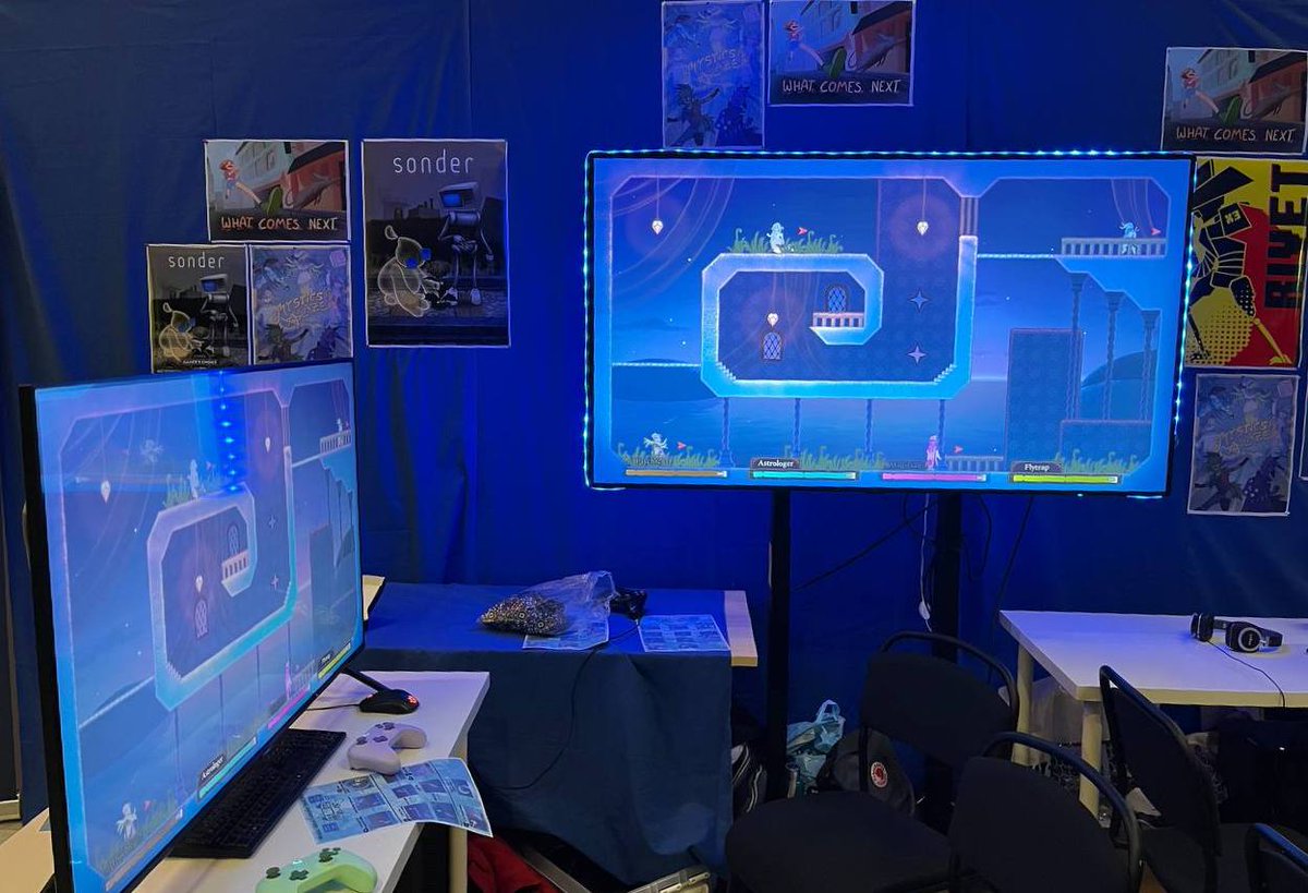 MysticsAblaze's tweet photo. 1st day of dreamhack done! Having our game be exhibited for the first time and be played by so many different kinds of people is a huge milestone for us!🦒 https://t.co/G3yT9KaxLj