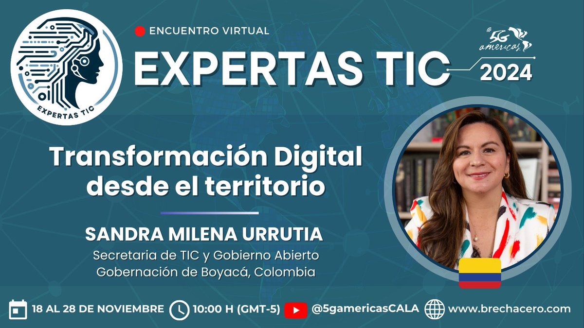 Acompáñenme en la conferencia ‘Transformación Digital desde el Territorio’ de <a href="/5GA_CALA/">5G Americas - CALA</a> #ExpertasTIC5GA. Estoy compartiendo las estrategias que estamos implementando desde la <a href="/SecTICBoyaca/">Secretaría TIC y Gobierno Abierto de Boyacá</a> para seguir conectando a #Boyacá 📡✨. 

🔗 Ingresa aquí: buff.ly/49i2J0d