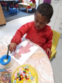 Penguins have been telling each other about their families for PSHE. They have shared special stories about the people they love. They chose someone in their family to paint using our homemade puffy paint.